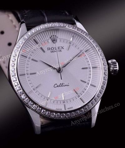 Swiss Rolex Cellini Time White Dial Diamond Watch Super Clone
